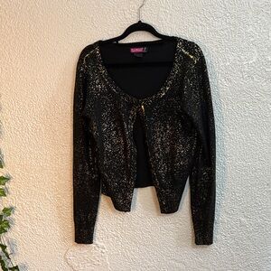 Black and Gold Button Up Sparkle Cardigan